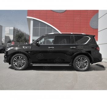 14 999 р. Защита порогов (Ø42 мм, нержавейка) SLITKOFF  INFINITI QX80  Z62 (2018-2024) 2-ой рестайлинг  с доставкой в г. Керчь. Увеличить фотографию 3