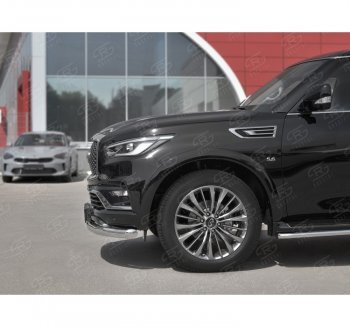 20 649 р. Защита переднего бампера (Ø76 мм, нержавейка) SLITKOFF INFINITI QX80 Z62 2-ой рестайлинг (2018-2024)  с доставкой в г. Керчь. Увеличить фотографию 2
