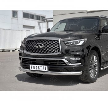 20 649 р. Защита переднего бампера (Ø76 мм, нержавейка) SLITKOFF INFINITI QX80 Z62 2-ой рестайлинг (2018-2024)  с доставкой в г. Керчь. Увеличить фотографию 3
