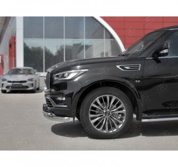 24 999 р. Защита переднего бампера (2 трубы Ø76 и 42 мм, нержавейка) SLITKOFF INFINITI QX80 Z62 2-ой рестайлинг (2018-2024)  с доставкой в г. Керчь. Увеличить фотографию 2