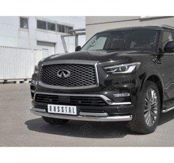 24 999 р. Защита переднего бампера (2 трубы Ø76 и 42 мм, нержавейка) SLITKOFF INFINITI QX80 Z62 2-ой рестайлинг (2018-2024)  с доставкой в г. Керчь. Увеличить фотографию 3
