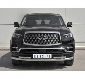 24 999 р. Защита переднего бампера (2 трубы Ø76 и 42 мм, нержавейка) SLITKOFF INFINITI QX80 Z62 2-ой рестайлинг (2018-2024)  с доставкой в г. Керчь. Увеличить фотографию 4
