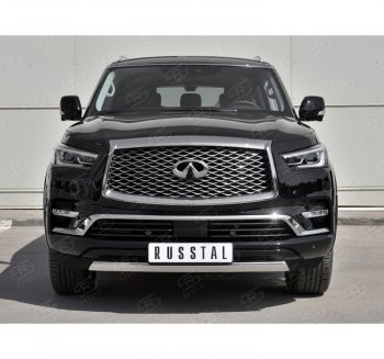 13 999 р. Защита переднего бампера (Ø75х42 мм, нержавейка) Russtal INFINITI QX80 Z62 2-ой рестайлинг (2018-2024)  с доставкой в г. Керчь. Увеличить фотографию 4