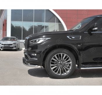 19 999 р. Защита переднего бампера (Ø63 мм, нержавейка) SLITKOFF INFINITI QX80 Z62 2-ой рестайлинг (2018-2024)  с доставкой в г. Керчь. Увеличить фотографию 2
