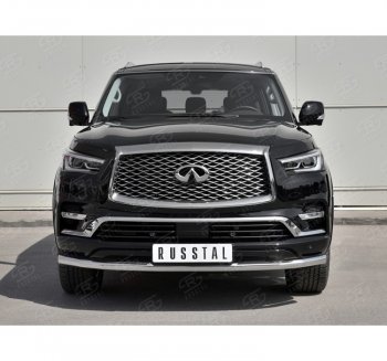 19 999 р. Защита переднего бампера (Ø63 мм, нержавейка) SLITKOFF INFINITI QX80 Z62 2-ой рестайлинг (2018-2024)  с доставкой в г. Керчь. Увеличить фотографию 3