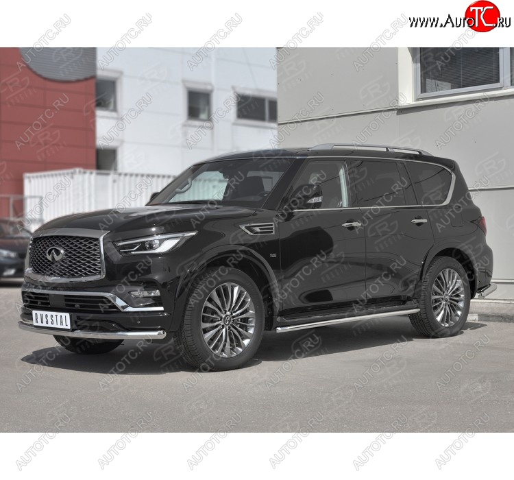 19 999 р. Защита переднего бампера (Ø63 мм, нержавейка) SLITKOFF INFINITI QX80 Z62 2-ой рестайлинг (2018-2024)  с доставкой в г. Керчь