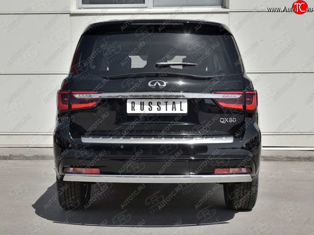 15 499 р. Защита заднего бампера (Ø75х42 мм, нержавейка) Russtal INFINITI QX80 Z62 2-ой рестайлинг (2018-2024)  с доставкой в г. Керчь