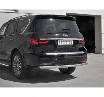 19 999 р. Защита заднего бампера (Ø76 мм, нержавейка) SLITKOFF INFINITI QX80 Z62 2-ой рестайлинг (2018-2024)  с доставкой в г. Керчь. Увеличить фотографию 3