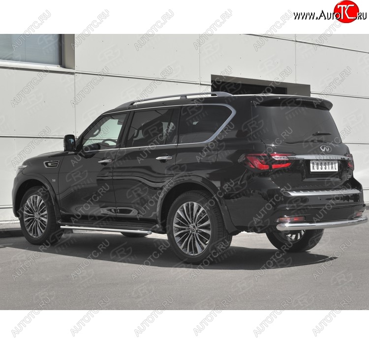 19 999 р. Защита заднего бампера (Ø76 мм, нержавейка) SLITKOFF INFINITI QX80 Z62 2-ой рестайлинг (2018-2024)  с доставкой в г. Керчь