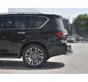 21 549 р. Защита заднего бампера (2 трубы Ø76 и 42 мм, нержавейка) SLITKOFF INFINITI QX80 Z62 2-ой рестайлинг (2018-2024)  с доставкой в г. Керчь. Увеличить фотографию 2