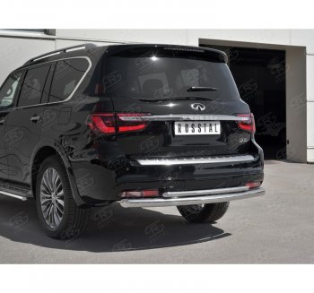 21 549 р. Защита заднего бампера (2 трубы Ø76 и 42 мм, нержавейка) SLITKOFF INFINITI QX80 Z62 2-ой рестайлинг (2018-2024)  с доставкой в г. Керчь. Увеличить фотографию 3