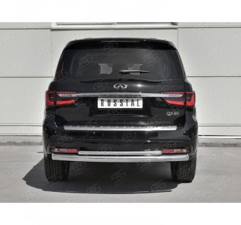 21 549 р. Защита заднего бампера (2 трубы Ø76 и 42 мм, нержавейка) SLITKOFF INFINITI QX80 Z62 2-ой рестайлинг (2018-2024)  с доставкой в г. Керчь. Увеличить фотографию 4