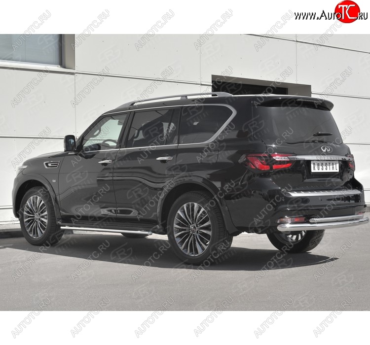 21 549 р. Защита заднего бампера (2 трубы Ø76 и 42 мм, нержавейка) SLITKOFF INFINITI QX80 Z62 2-ой рестайлинг (2018-2024)  с доставкой в г. Керчь