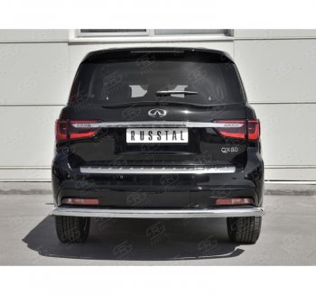 15 749 р. Защита заднего бампера (Ø76 мм, нержавейка) SLITKOFF INFINITI QX80 Z62 2-ой рестайлинг (2018-2024)  с доставкой в г. Керчь. Увеличить фотографию 4