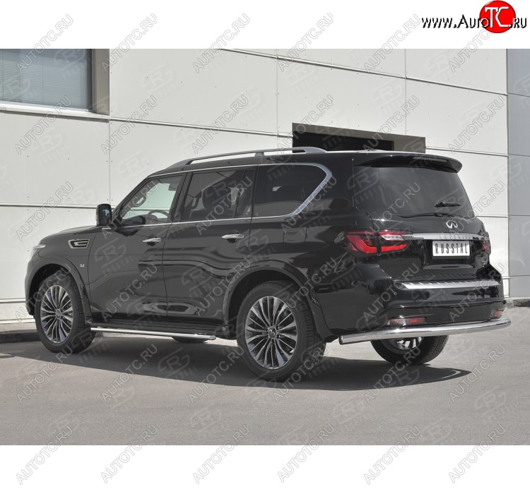 15 749 р. Защита заднего бампера (Ø76 мм, нержавейка) SLITKOFF INFINITI QX80 Z62 2-ой рестайлинг (2018-2024)  с доставкой в г. Керчь