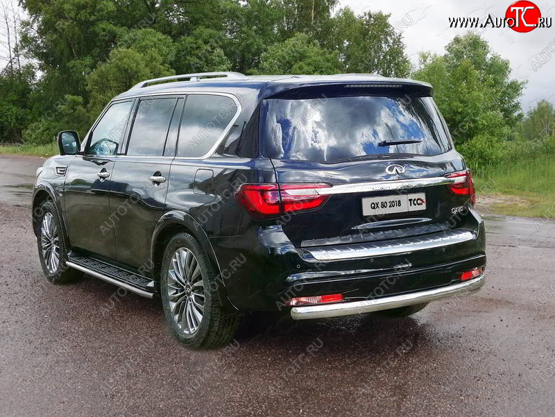 28 299 р. Защита заднего бампера (овальная) ТСС (нержавейка d75х42 мм) INFINITI QX80 Z62 2-ой рестайлинг (2018-2024)  с доставкой в г. Керчь