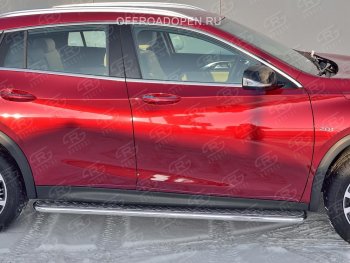 22 999 р. Порожки для ног (труба Ø42) SLITKOFF  INFINITI QX30  H15E (2016-2020) (Вариант 2 (лист алюм, проф.сталь))  с доставкой в г. Керчь. Увеличить фотографию 2