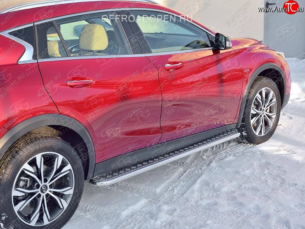 22 999 р. Порожки для ног (труба Ø42) SLITKOFF  INFINITI QX30  H15E (2016-2020) (Вариант 2 (лист алюм, проф.сталь))  с доставкой в г. Керчь