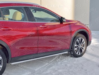Защита порогов (Ø42 мм) SLITKOFF INFINITI QX30  H15E (2016-2020) (Вариант 3 (круглые торцы под 90°))