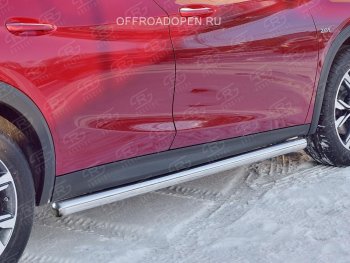 Защита порогов (Ø63 мм) SLITKOFF INFINITI QX30  H15E (2016-2020) (Вариант 3 (круглые торцы под 90°))
