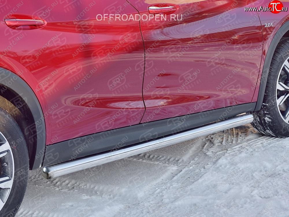 19 999 р. Защита порогов (Ø63 мм) SLITKOFF  INFINITI QX30  H15E (2016-2020) (Вариант 3 (круглые торцы под 90°))  с доставкой в г. Керчь