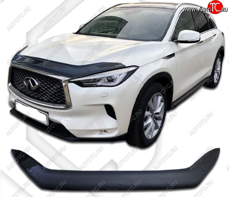 2 299 р. Дефлектор капота CA-Plastiс INFINITI Qx50 J55 (2017-2022) (Classic черный, Без надписи)  с доставкой в г. Керчь
