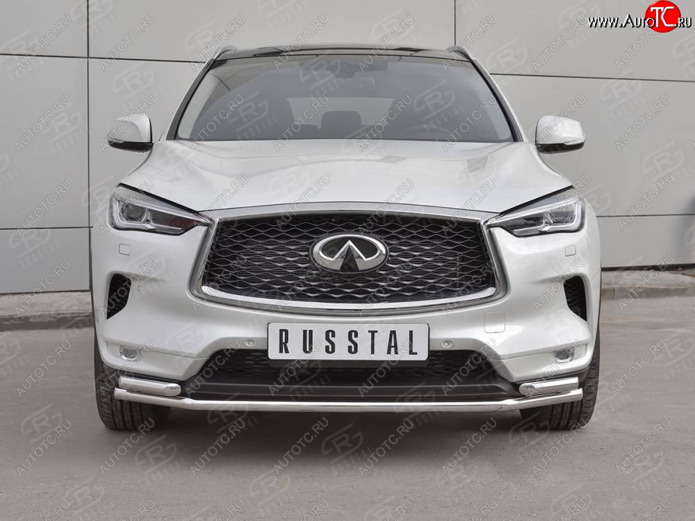 18 849 р. Защита переднего бампера (2 трубы Ø42 мм, нержавейка) SLITKOFF INFINITI Qx50 J55 (2017-2022)  с доставкой в г. Керчь