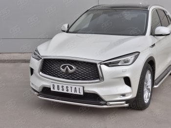 18 849 р. Защита переднего бампера (2 трубы Ø42 мм, нержавейка) SLITKOFF INFINITI Qx50 J55 (2017-2022)  с доставкой в г. Керчь. Увеличить фотографию 2