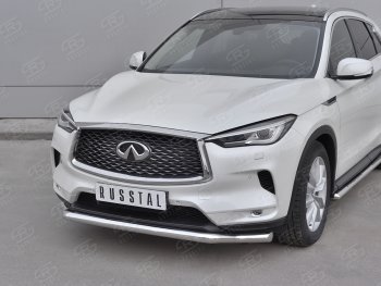 21 949 р. Защита переднего бампера SLITKOFF (Ø63 мм волна, нержавейка) INFINITI Qx50 J55 (2017-2022)  с доставкой в г. Керчь. Увеличить фотографию 2