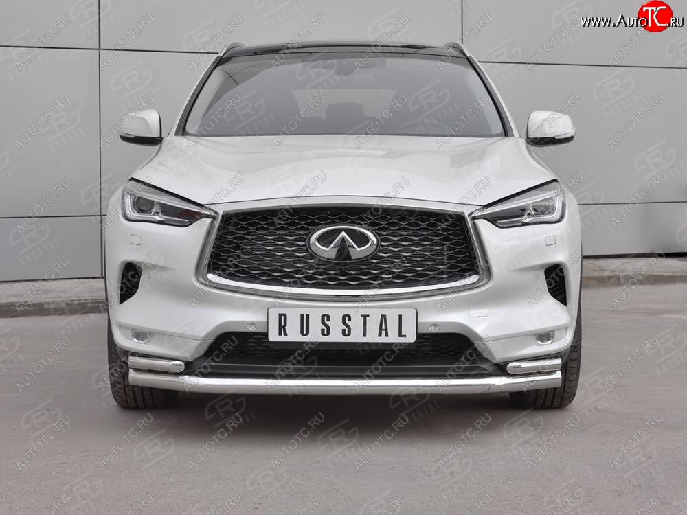 21 749 р. Защита переднего бампера (2 трубы Ø63 и 42 мм, нержавейка) SLITKOFF INFINITI Qx50 J55 (2017-2022)  с доставкой в г. Керчь