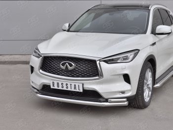 21 749 р. Защита переднего бампера (2 трубы Ø63 и 42 мм, нержавейка) SLITKOFF INFINITI Qx50 J55 (2017-2022)  с доставкой в г. Керчь. Увеличить фотографию 2