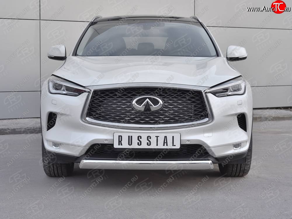 13 899 р. Защита переднего бампера (Ø75х42 дуга, нержавейка) Russtal INFINITI Qx50 J55 (2017-2022)  с доставкой в г. Керчь