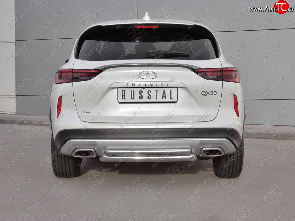 19 999 р. Защита заднего бампера (2 трубы Ø63 и 42 мм , нержавейка) SLITKOFF INFINITI Qx50 J55 (2017-2022)  с доставкой в г. Керчь