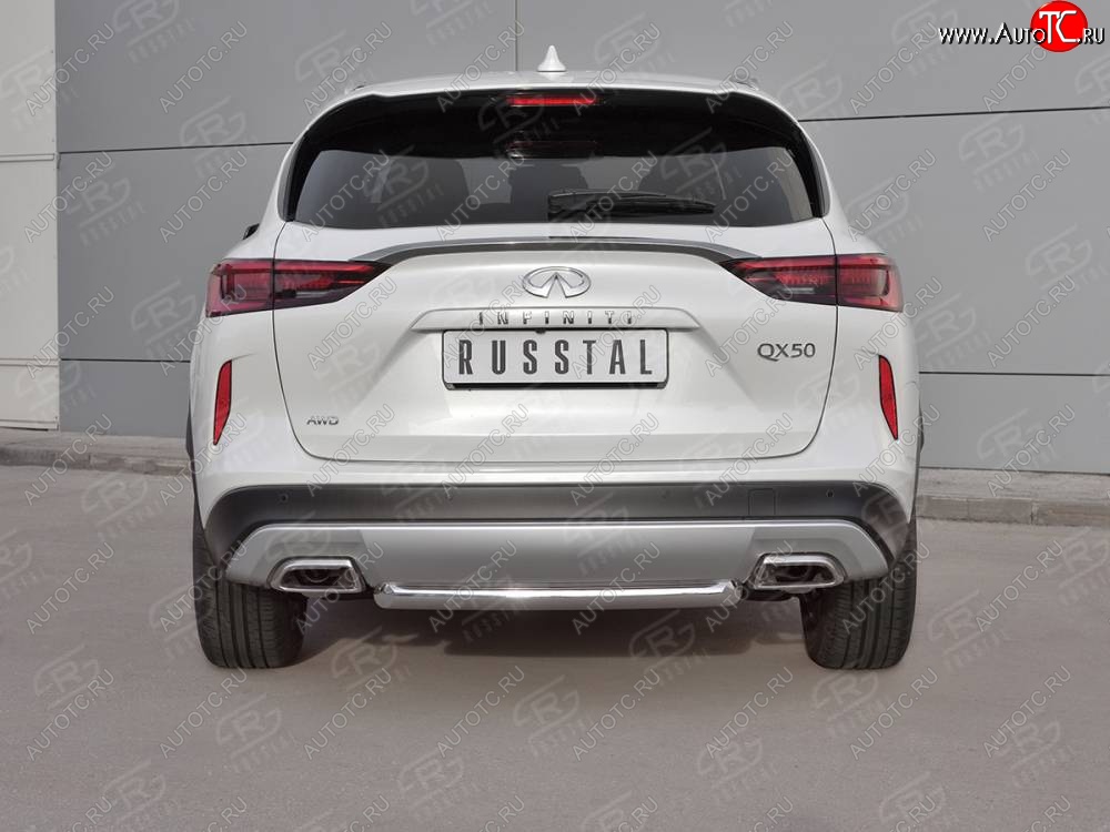 17 349 р. Защита заднего бампера (Ø63 мм, нержавейка) RUSSTAL  INFINITI Qx50  J55 (2017-2022)  с доставкой в г. Керчь