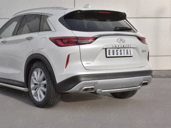 17 349 р. Защита заднего бампера (Ø63 мм, нержавейка) RUSSTAL  INFINITI Qx50  J55 (2017-2022)  с доставкой в г. Керчь. Увеличить фотографию 2