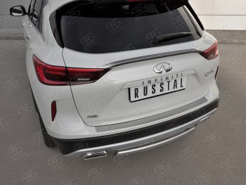 1 479 р. Защитная накладка на задний бампер Russtal (нержавейка зеркальная) INFINITI Qx50 J55 (2017-2022)  с доставкой в г. Керчь. Увеличить фотографию 2