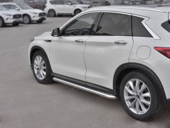 Порожки для ног SLITKOFF (Ø63 мм) INFINITI Qx50 J55 (2017-2022) (Лист алюминиевый, труба - нержавейка)