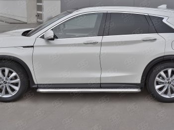 32 849 р. Порожки для ног SLITKOFF (Ø63 мм)  INFINITI Qx50  J55 (2017-2022) (Лист алюминиевый, труба - нержавейка)  с доставкой в г. Керчь. Увеличить фотографию 2
