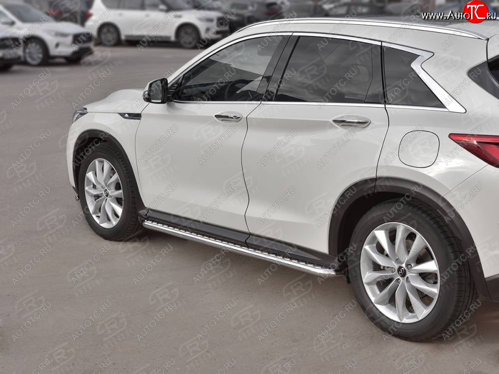 35 549 р. Порожки для ног SLITKOFF (Ø42 мм)  INFINITI Qx50  J55 (2017-2022) (Лист нержавейка, труба - нержавейка)  с доставкой в г. Керчь