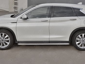 35 549 р. Порожки для ног SLITKOFF (Ø42 мм)  INFINITI Qx50  J55 (2017-2022) (Лист нержавейка, труба - нержавейка)  с доставкой в г. Керчь. Увеличить фотографию 2