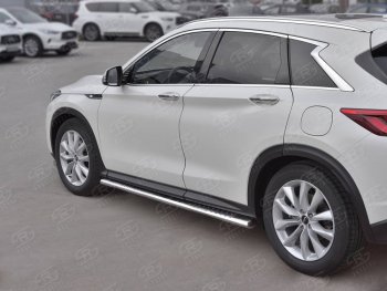 19 399 р. Защита порогов (Ø120x60 мм с проступью, нержавейка) Russtal INFINITI Qx50 J55 (2017-2022)  с доставкой в г. Керчь. Увеличить фотографию 2