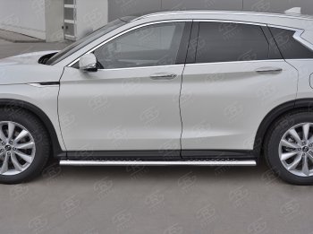 19 399 р. Защита порогов (Ø120x60 мм с проступью, нержавейка) Russtal INFINITI Qx50 J55 (2017-2022)  с доставкой в г. Керчь. Увеличить фотографию 3