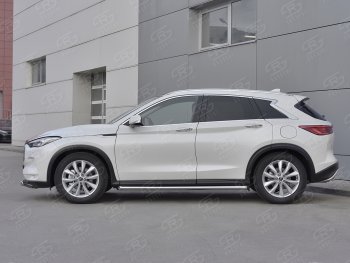 19 999 р. Защита порогов (Ø63 мм, нержавейка) SLITKOFF  INFINITI Qx50  J55 (2017-2022) (Металлические торцы под 45°)  с доставкой в г. Керчь. Увеличить фотографию 2