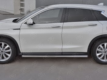 19 999 р. Защита порогов (Ø63 мм, нержавейка) SLITKOFF  INFINITI Qx50  J55 (2017-2022) (Металлические торцы под 45°)  с доставкой в г. Керчь. Увеличить фотографию 3