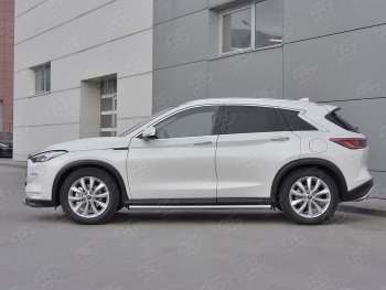 18 799 р. Защита порогов (Ø63 мм, нержавейка) SLITKOFF INFINITI Qx50 J55 (2017-2022) (С пластиковыми заглушками на торцах)  с доставкой в г. Керчь. Увеличить фотографию 2