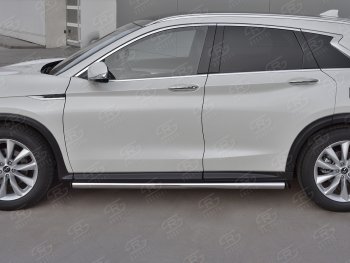 18 799 р. Защита порогов (Ø63 мм, нержавейка) SLITKOFF INFINITI Qx50 J55 (2017-2022) (С пластиковыми заглушками на торцах)  с доставкой в г. Керчь. Увеличить фотографию 3