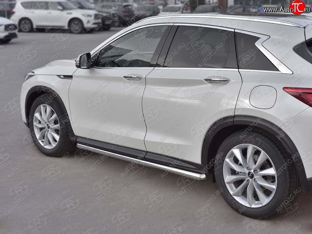 19 999 р. Защита порогов (Ø63 мм, нержавейка) SLITKOFF  INFINITI Qx50  J55 (2017-2022) (Металлические торцы под 90°)  с доставкой в г. Керчь