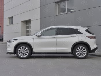 19 999 р. Защита порогов (Ø63 мм, нержавейка) SLITKOFF  INFINITI Qx50  J55 (2017-2022) (Металлические торцы под 90°)  с доставкой в г. Керчь. Увеличить фотографию 2