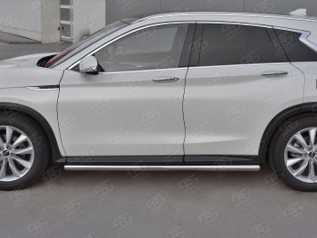 19 999 р. Защита порогов (Ø63 мм, нержавейка) SLITKOFF  INFINITI Qx50  J55 (2017-2022) (Металлические торцы под 90°)  с доставкой в г. Керчь. Увеличить фотографию 3
