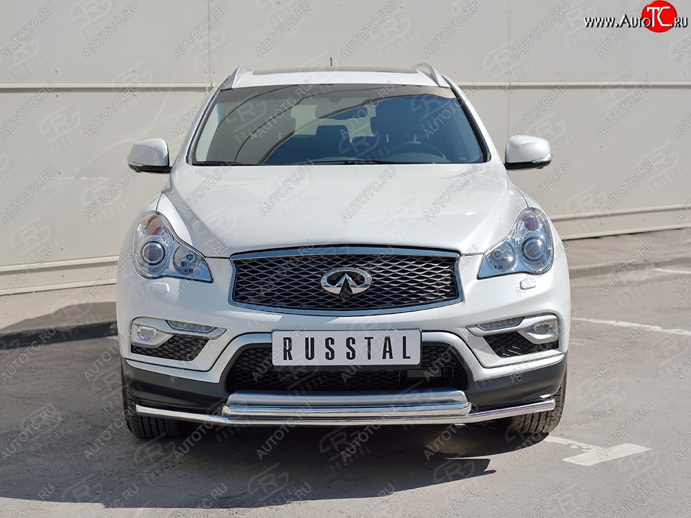 17 899 р. Защита переднего бампера (2 трубыØ42 мм, нержавейка) SLITKOFF  INFINITI Qx50  J50 (2013-2016) дорестайлинг  с доставкой в г. Керчь